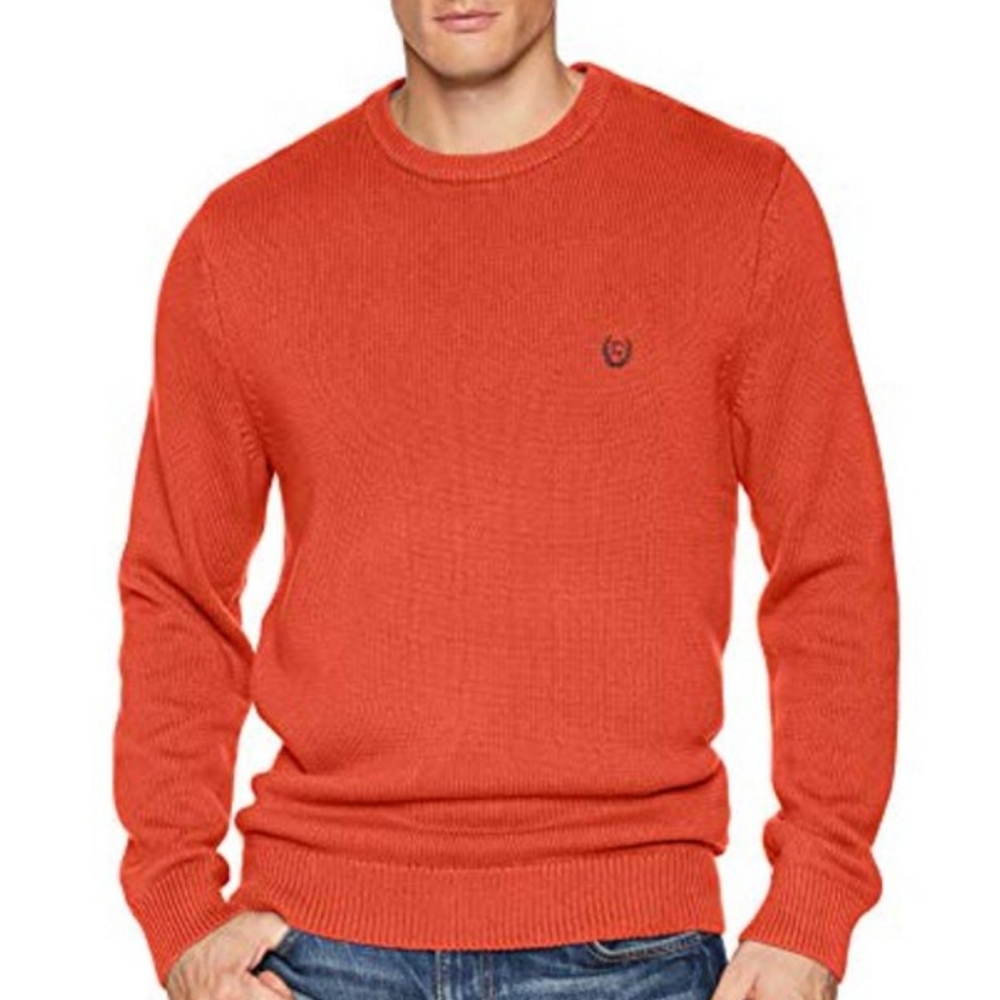 CHAPS L ORANGE KNIT LONGSLEEVE PULLOVER SWEATER